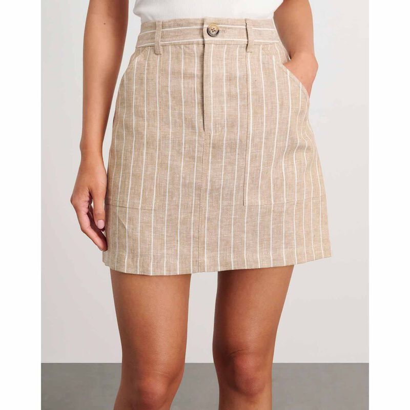 JAG Sabine Linen Stripe Mini Skirt image number 2